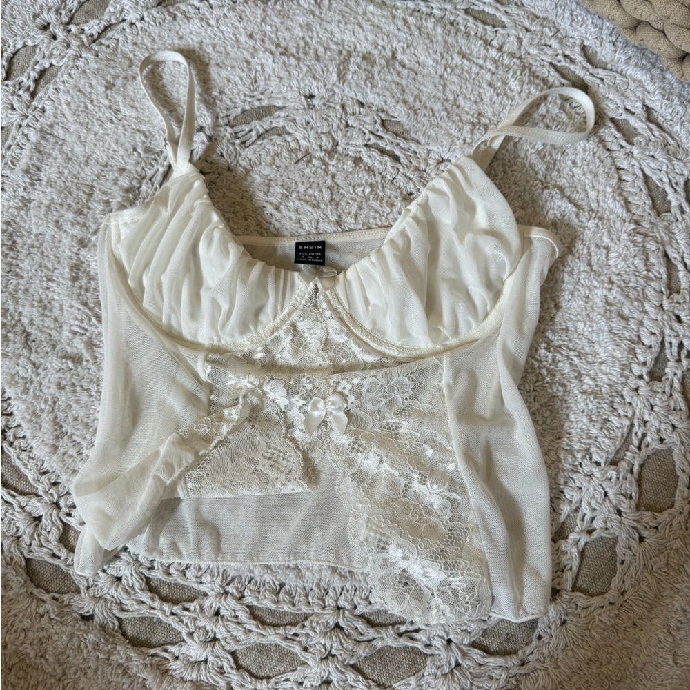 SHEIN White Lace Camisole Top